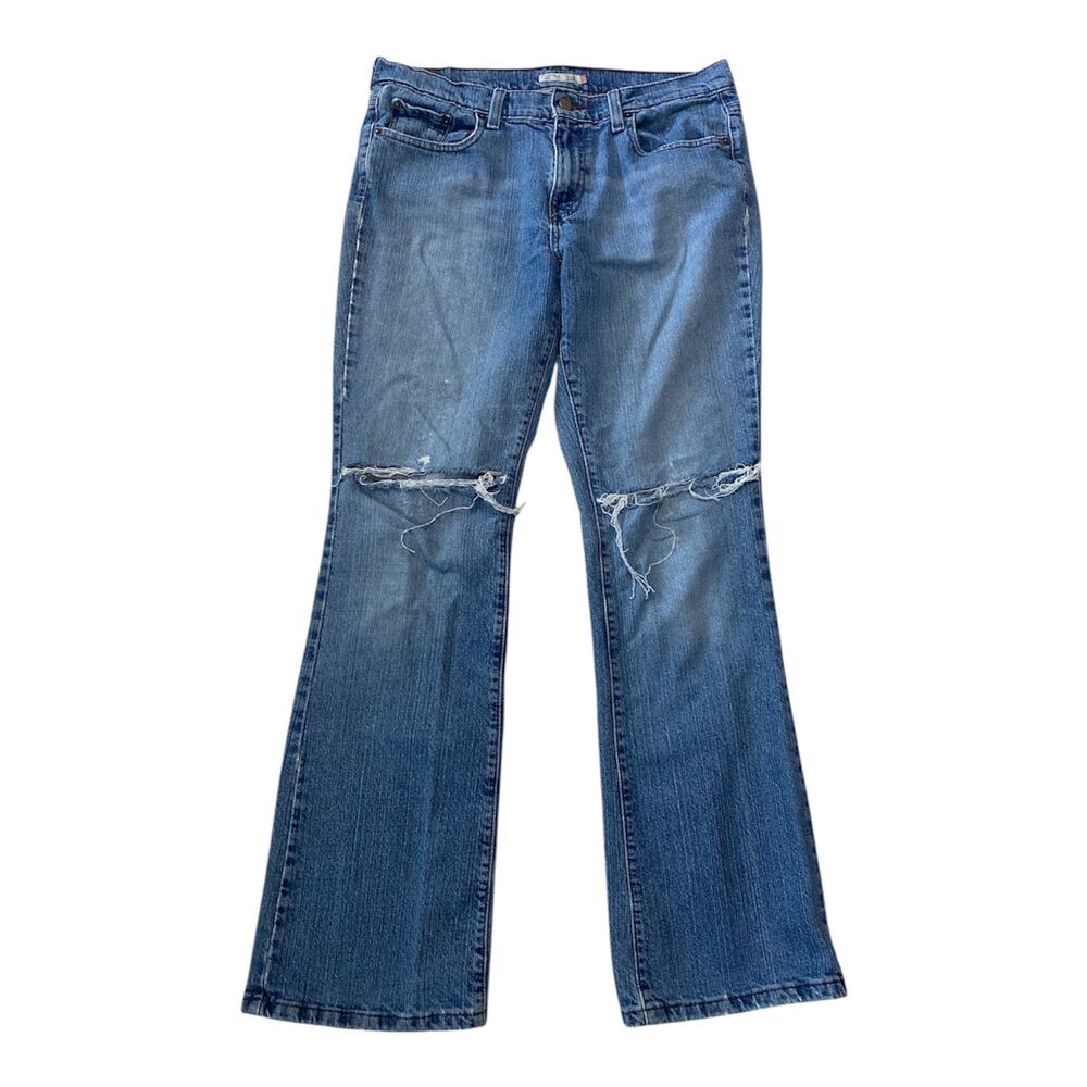 Levi's 515 Bootcut Jeans 10M Distressed Knee Rips Medium Wash Mid Rise Stretch